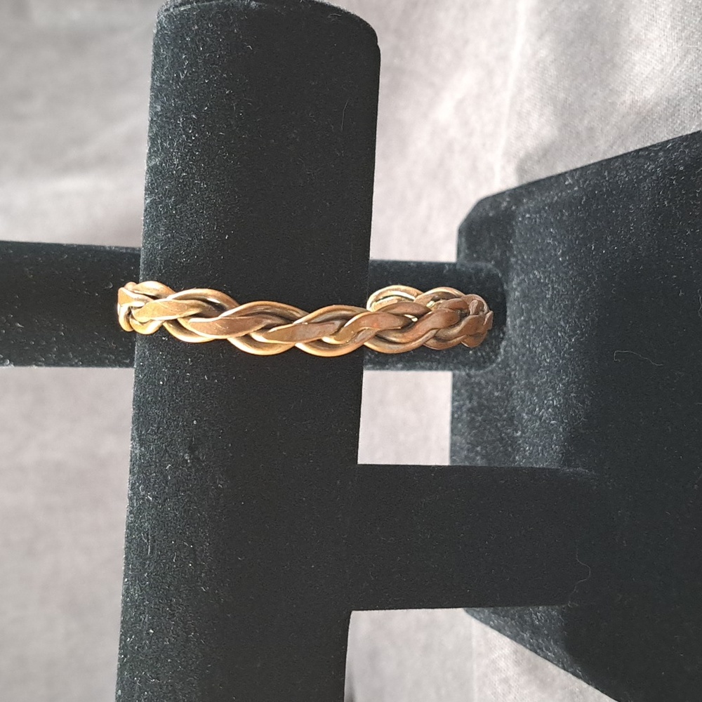 Vintage Artisan Hand Crafted Braided Copper Bracelet Cuff VG Unmarked